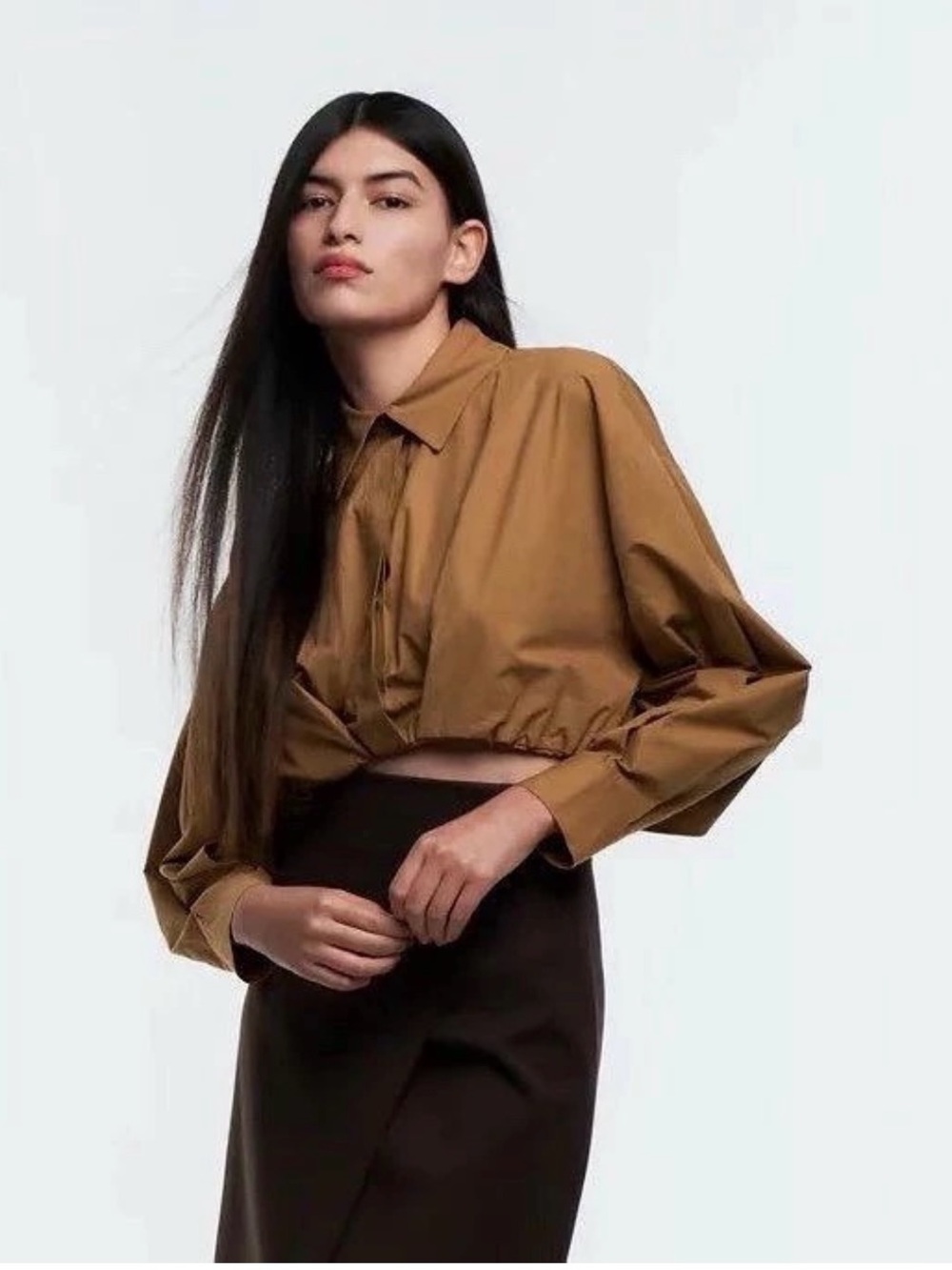 Zara Cropped Balloon-Sleeve Shirt